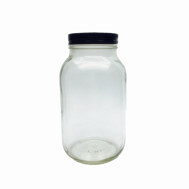 Square round 32oz glass mason jar with screw top lid for pickle honey