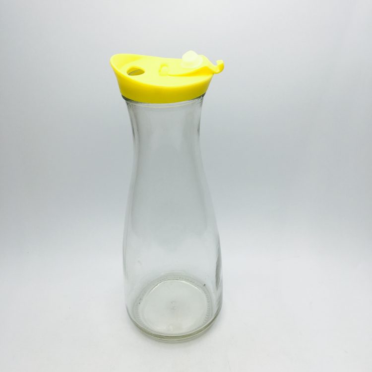 Bulk wide mouth 1000ml milk bottle 1liter beverage juice water glass jug with plastic lid