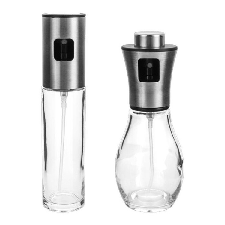 Food grade 100ml 200ml olive oil sprayer glass cooking oil dispenser bottle with 304 stainless steel cap