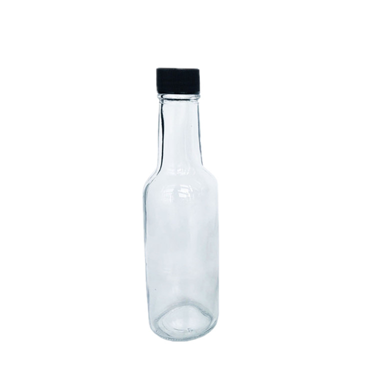 150ml 5oz clear glass woozy hot sauce bottle with plastic screw lid