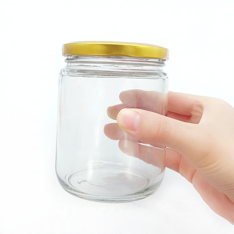 manufacturer wholesale 16oz 450ml round glass container jam jar with lid