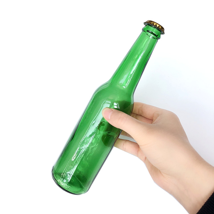 12.5oz 350ml green glass bottle for beer with crown cap packaging