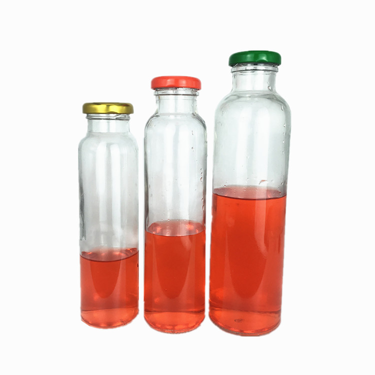 Food grade cold drink juice glass beverage bottle 250ml 300ml 500ml with sealed lid