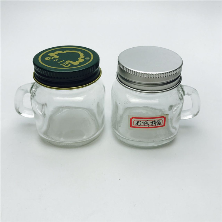 50ml 2oz 120ml 4oz food storage handle glass drinking bottle with black cap