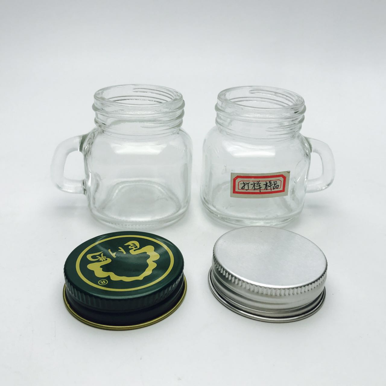 50ml 2oz 120ml 4oz food storage handle glass drinking bottle with black cap