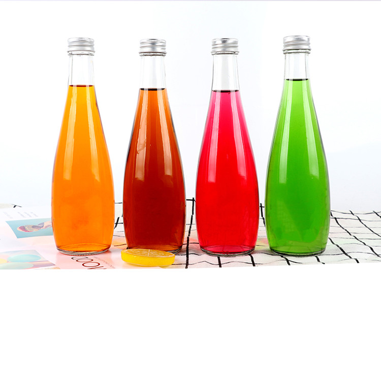 supplier wholesale 330ml clear glass drink bottle for juice with lid