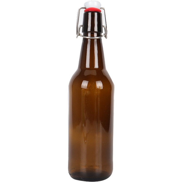 Wholesale amber glass beverage bottle with swing lid