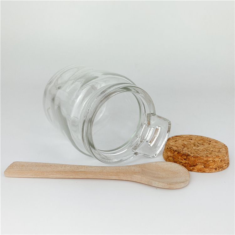 Food grade 250ml pudding /Coffee beans glass jar with wooden lid and spoon