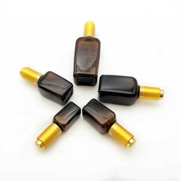 15ml 25ml 35ml 50ml 100ml square brown glass essential oil bottle with inner plunger dropper