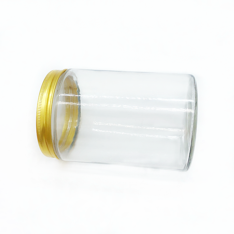 reusable 750ml transparent round glass pickle jar with aluminum lid