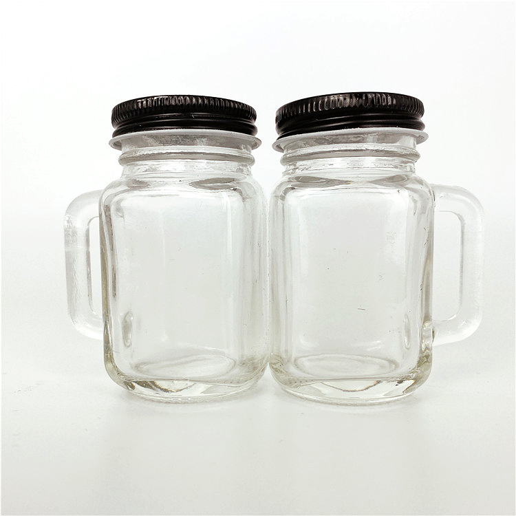 50ml 2oz 120ml 4oz food storage handle glass drinking bottle with black cap