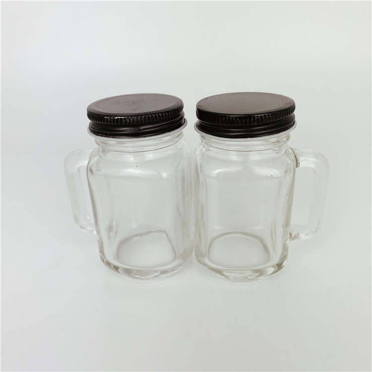 50ml 2oz 120ml 4oz food storage handle glass drinking bottle with black cap