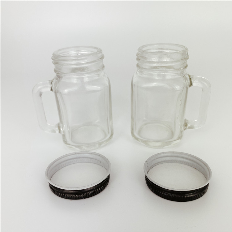 50ml 2oz 120ml 4oz food storage handle glass drinking bottle with black cap