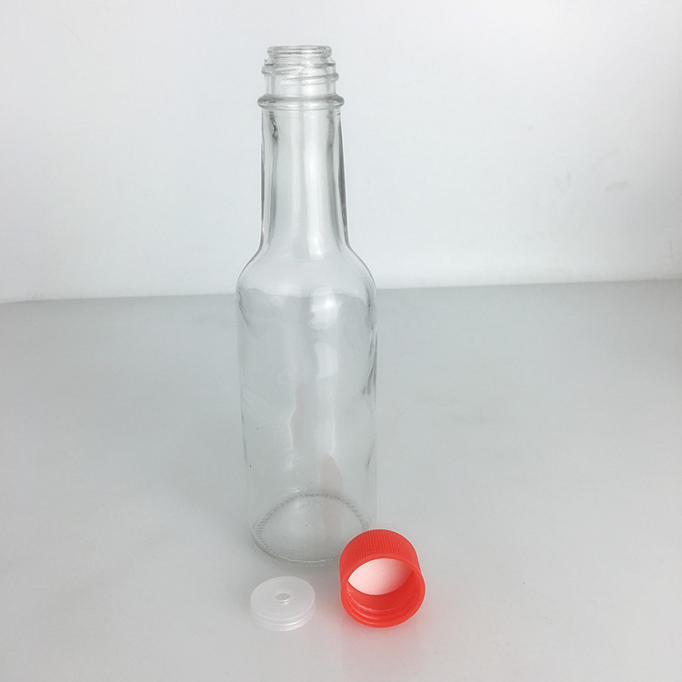 150ml 5oz clear glass woozy hot sauce bottle with plastic screw lid