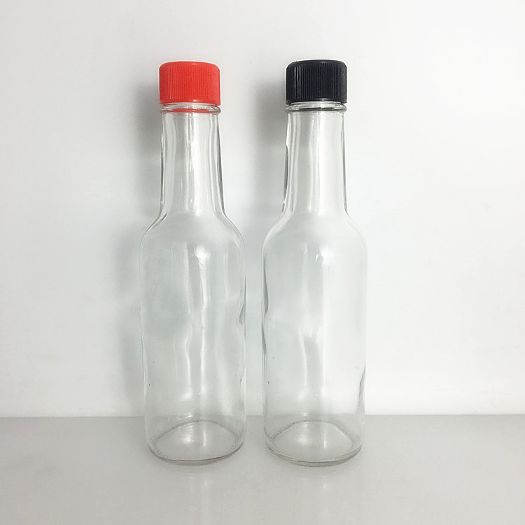 150ml 5oz clear glass woozy hot sauce bottle with plastic screw lid