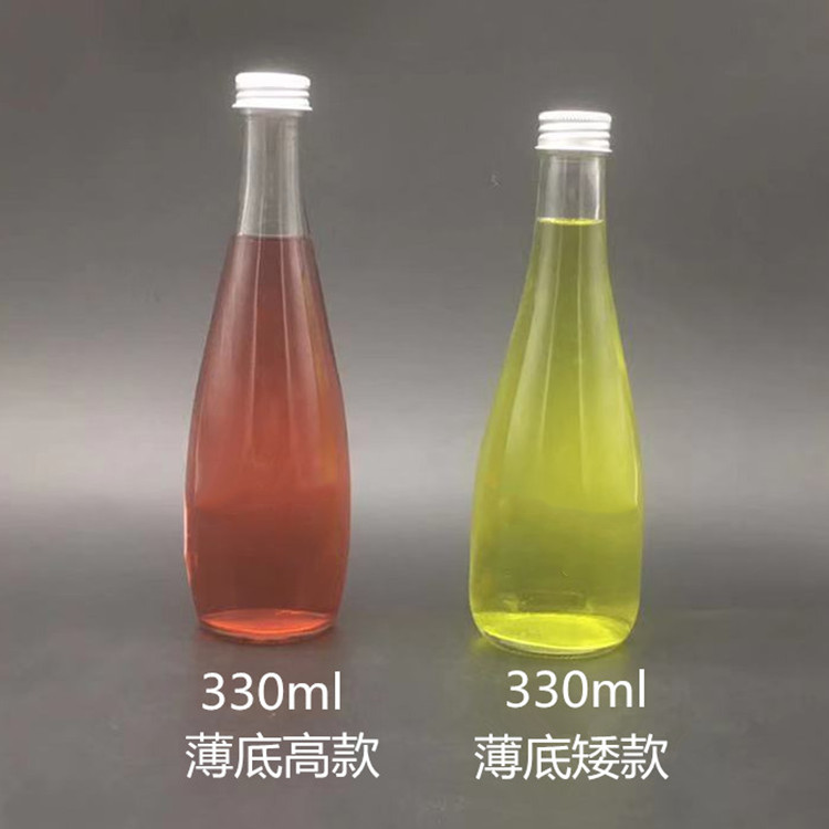 supplier wholesale 330ml clear glass drink bottle for juice with lid