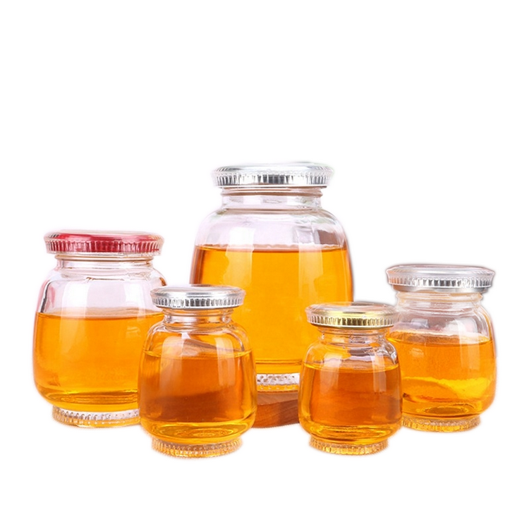 Wholesale glass honey jar 120ml jam glass jar with metal lid