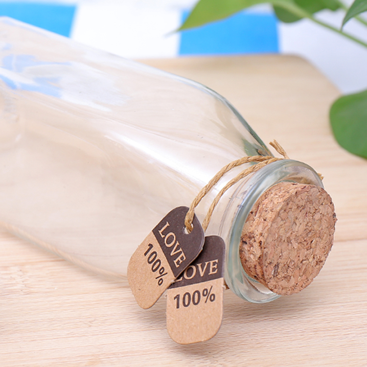 wholesale 12.5oz 350ml clear square cold brew glass bottle with cork