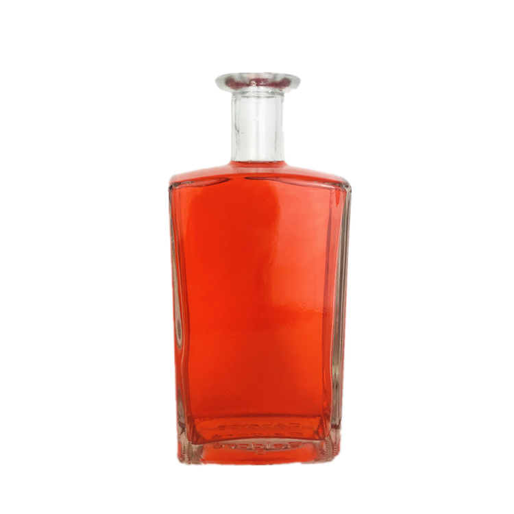 750ml 1000ml 1 liter flat wine liquor square glass bottle without stopper supplier