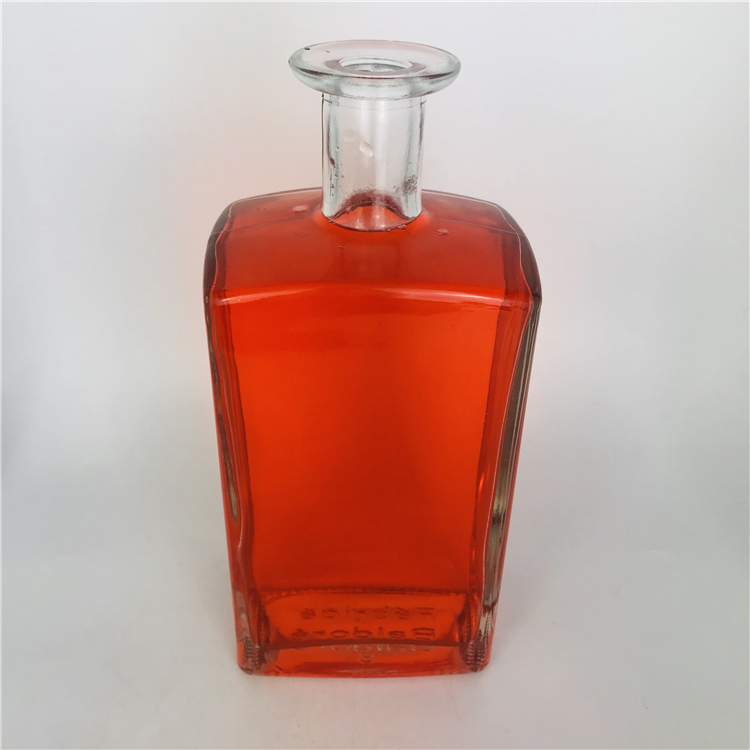 750ml 1000ml 1 liter flat wine liquor square glass bottle without stopper supplier