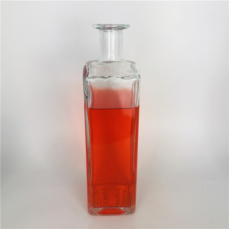 750ml 1000ml 1 liter flat wine liquor square glass bottle without stopper supplier