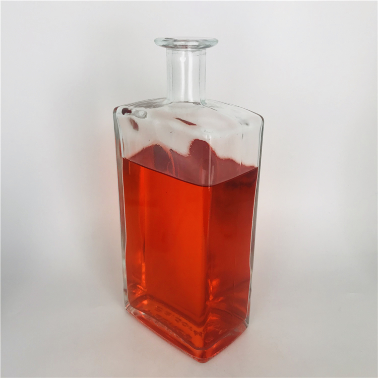 750ml 1000ml 1 liter flat wine liquor square glass bottle without stopper supplier