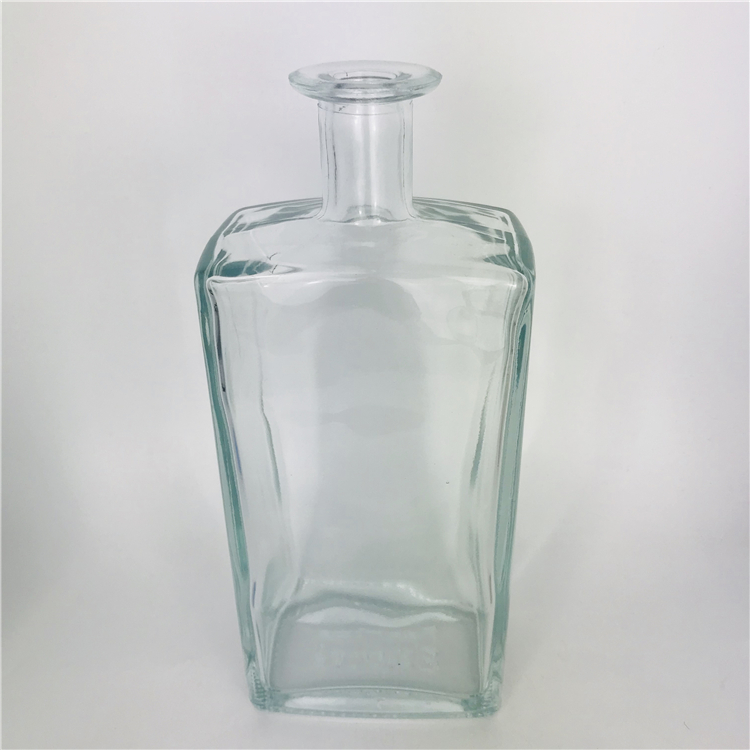 750ml 1000ml 1 liter flat wine liquor square glass bottle without stopper supplier