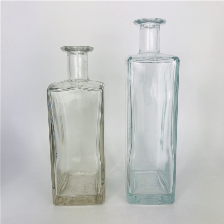 750ml 1000ml 1 liter flat wine liquor square glass bottle without stopper supplier