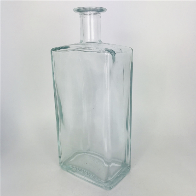 750ml 1000ml 1 liter flat wine liquor square glass bottle without stopper supplier