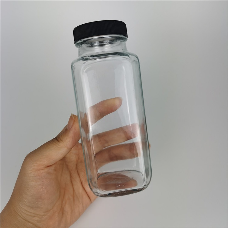 Cool Design square shape 250ml beverage bottle for restaurant bubbly bottle with plastic lid