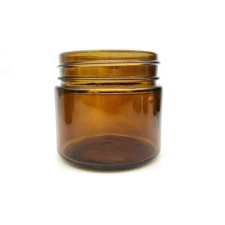 7oz straight side storage bottles sealed amber glass jar with golden lid