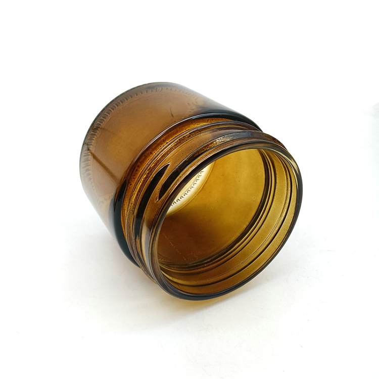 7oz straight side storage bottles sealed amber glass jar with golden lid
