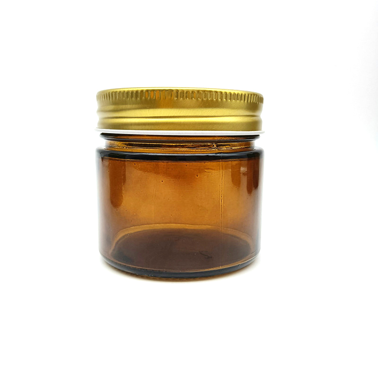 New products 8oz amber empty glass candle jar with metal lid