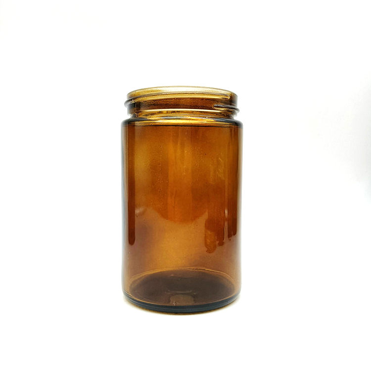 500ml amber painting round food storage glass jar with metal lid