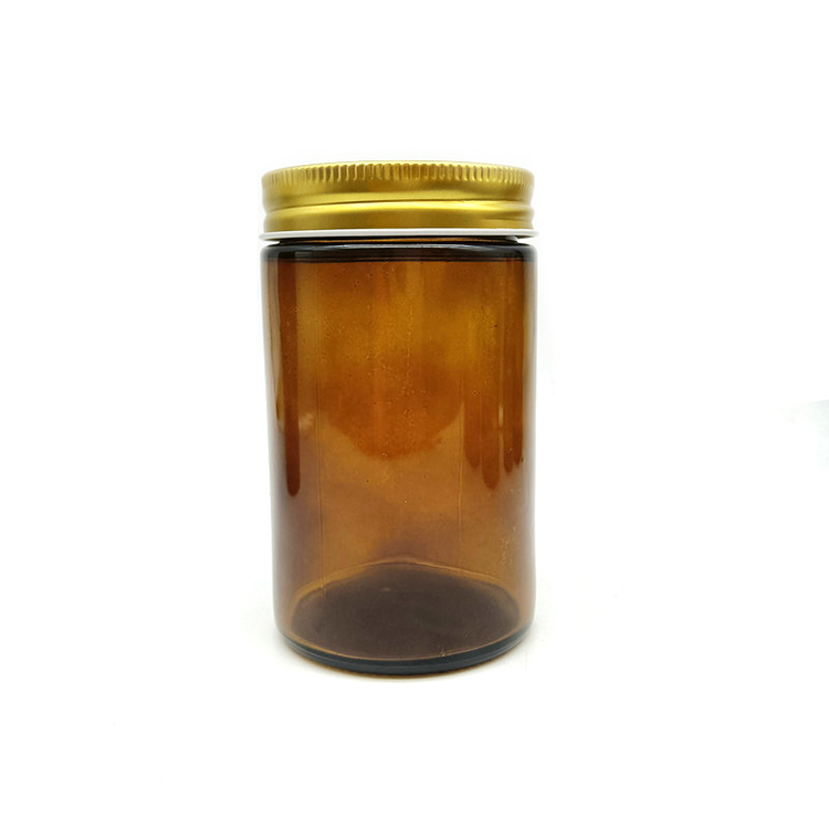 500ml amber painting round food storage glass jar with metal lid