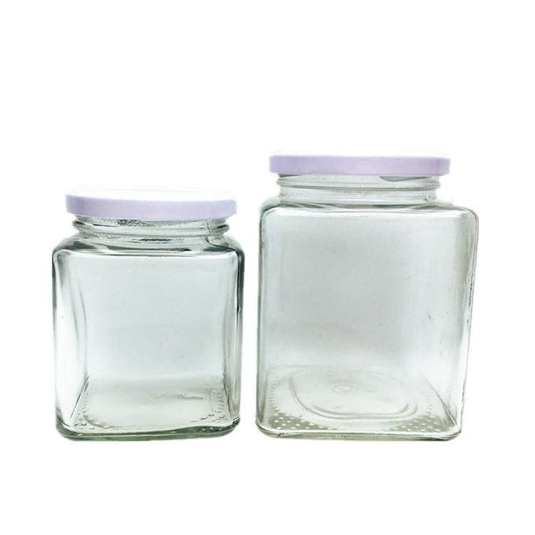 45ml 70ml 100ml 200ml 280ml 380ml 500ml 720ml Square shaped glass jam storage jar