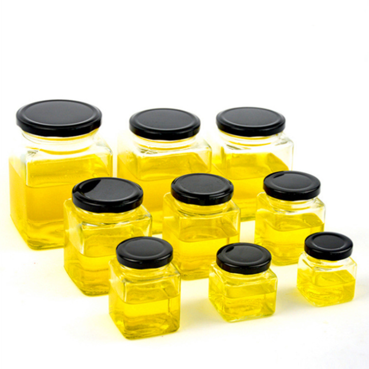 45ml 70ml 100ml 200ml 280ml 380ml 500ml 720ml Square shaped glass jam storage jar