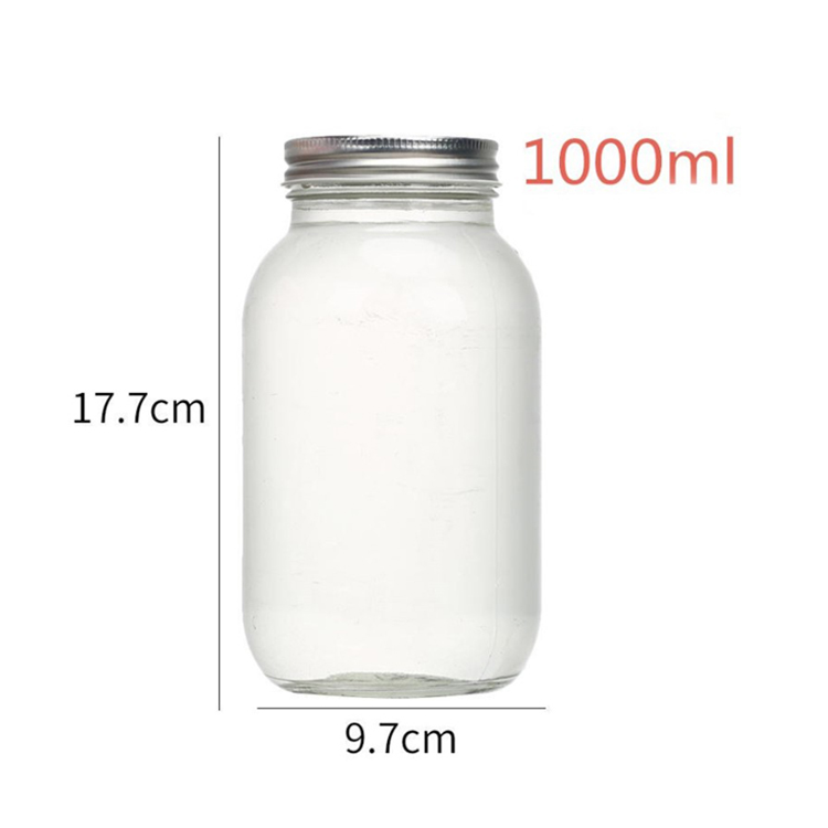 Custom 25oz 750ml empty glass mason jar with metal lid for jam jelly