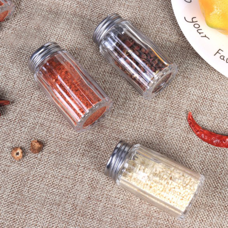 Factory price 50ml barbecue salt jar/glass stripe spice bottle