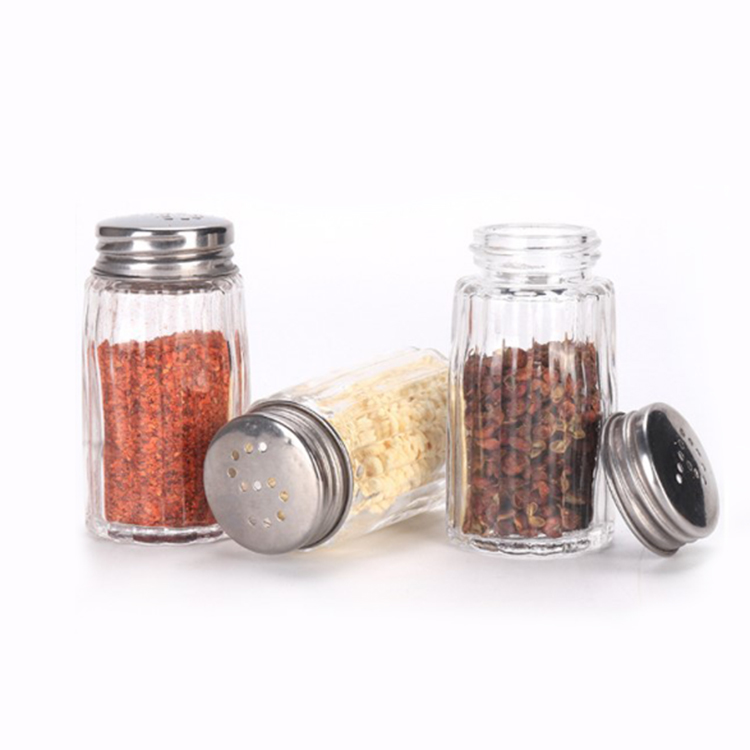 Factory price 50ml barbecue salt jar/glass stripe spice bottle