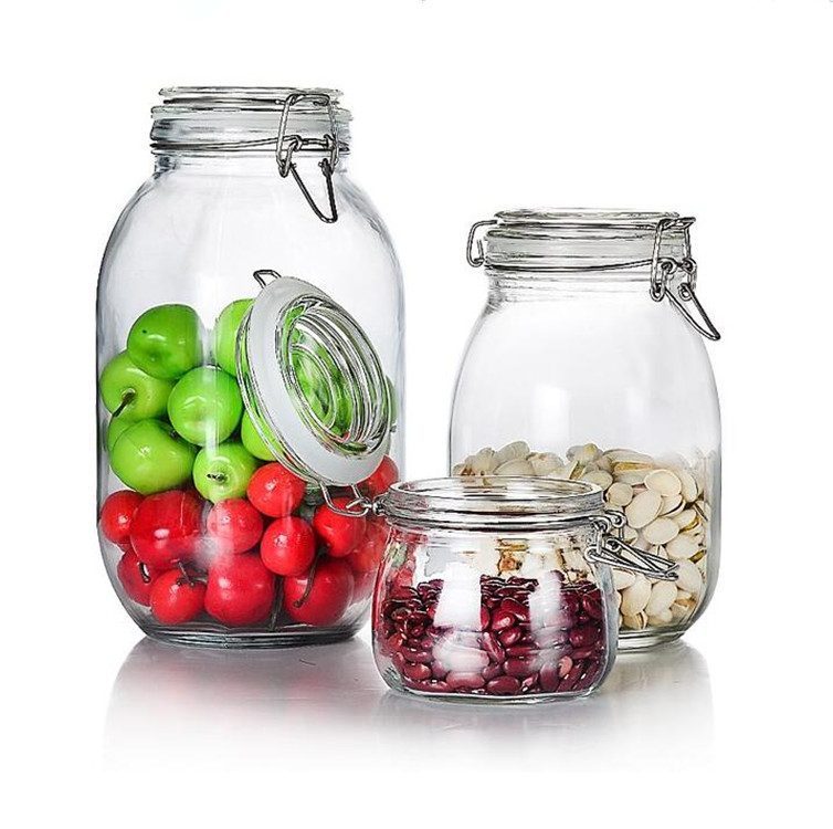 500ml 750ml 1000ml swing top glass jar clip lid jars for cookie snacks ...