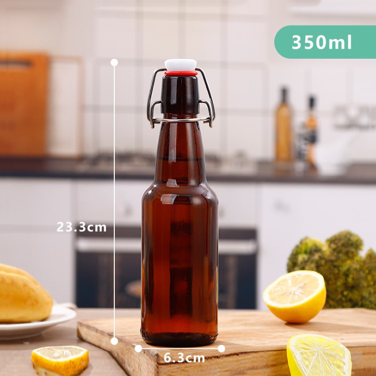 Wholesale  330ml 500ml 1000ml amber glass beer bottle with swing top