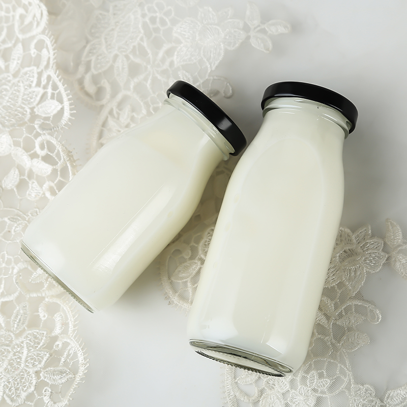 300ml square round shape food grade milk coffee tea drink glass bottle bulk supplier wholesale