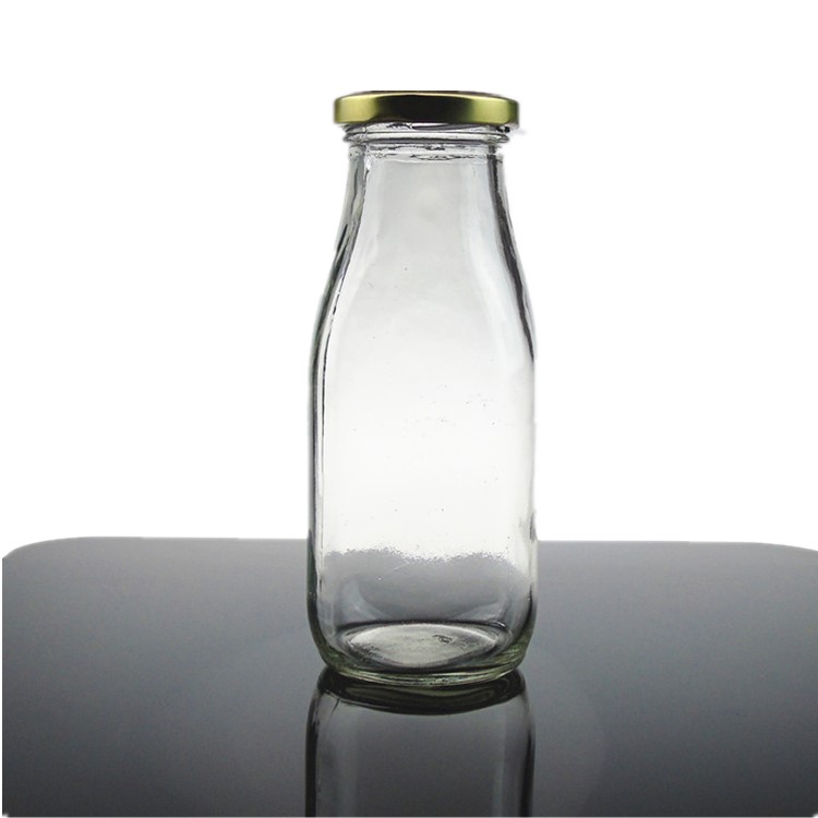 300ml square round shape food grade milk coffee tea drink glass bottle bulk supplier wholesale