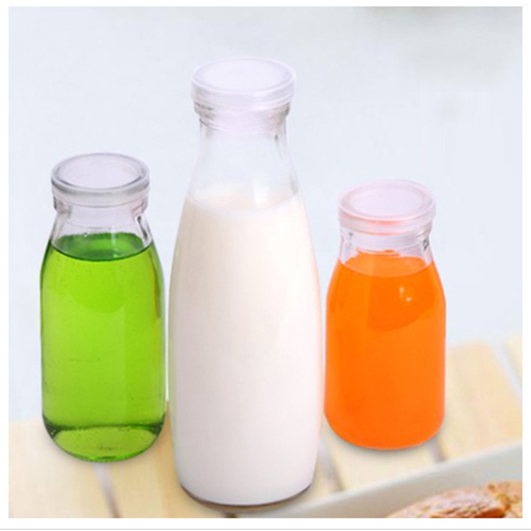 Wholesale 1000ml 500ml 250ml 1L soy yogurt milk glass milk bottle with plastic lid