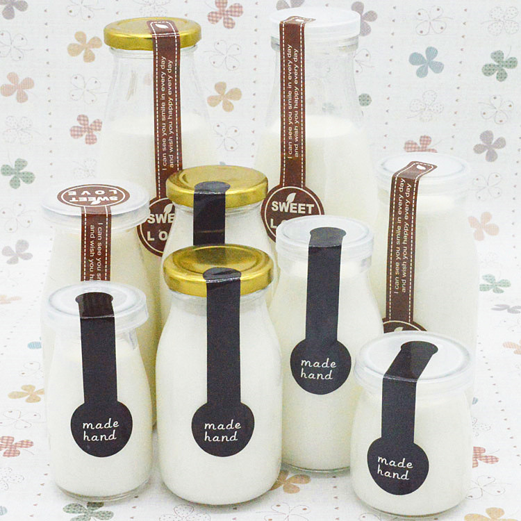 200ml 250ml 500ml 1000ml 8oz round shape milk coffee tea drink glass bottle bulk supplier wholesale