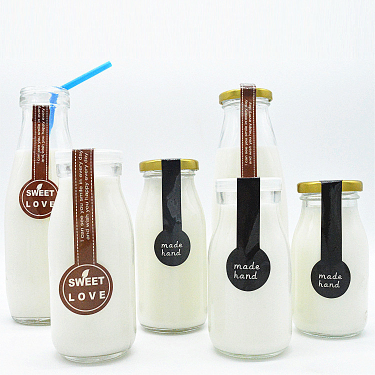 200ml 250ml 500ml 1000ml 8oz round shape milk coffee tea drink glass bottle bulk supplier wholesale