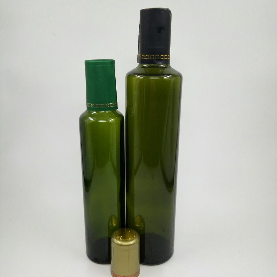 250ml 500ml 750ml 1000ml round shape green olive oil glass bottle with screw top wholesale