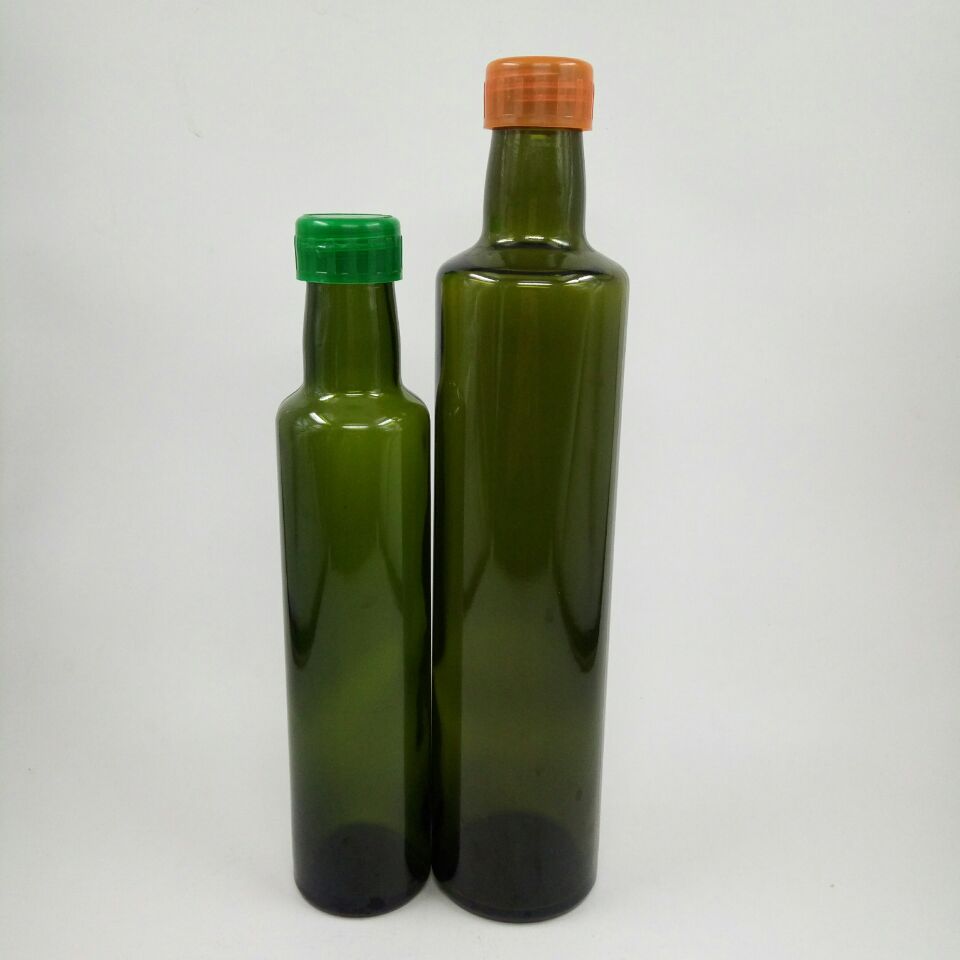 250ml 500ml 750ml 1000ml round shape green olive oil glass bottle with screw top wholesale