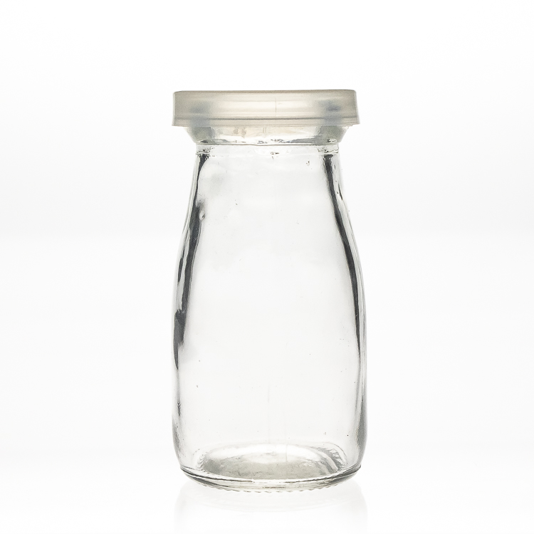 Wholesale Round Empty Storage Milk Pudding Bottle Glass Yogurt Jars with Lid